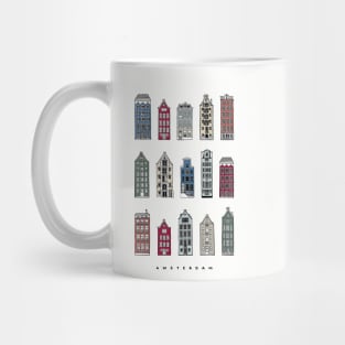 Colorful Amsterdam Houses, Netherlands. Realistic illustration. Mug